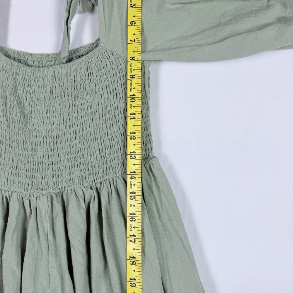 Nasty Gal Green Maxi Dress 0 Smocked Puff Sleeve Cottagecore Country - Picture 10 of 11